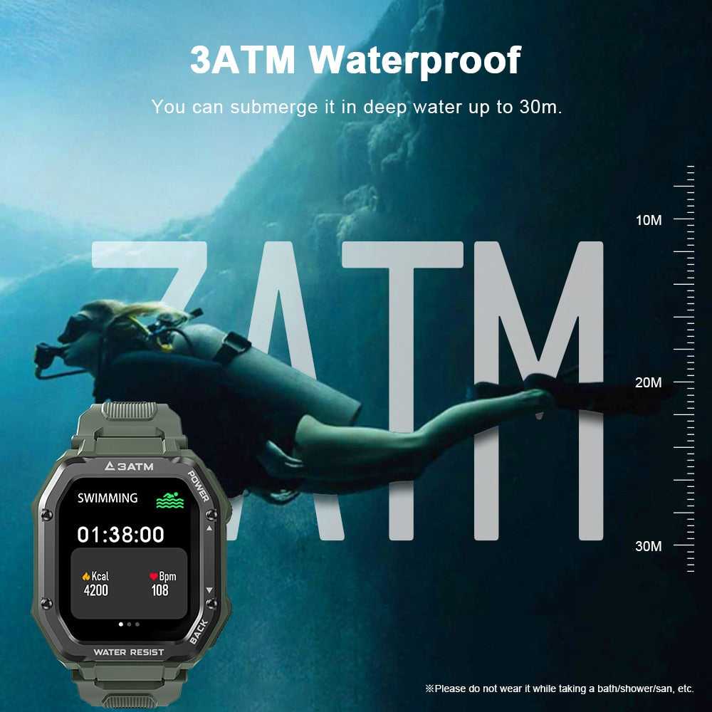 Rugged Outdoor Sports Watch Men Waterproof Fitness Tracker Smart