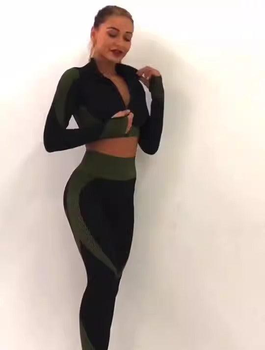 Signature Collection Cowgirl Yoga Top Sports Bra Leggings Set