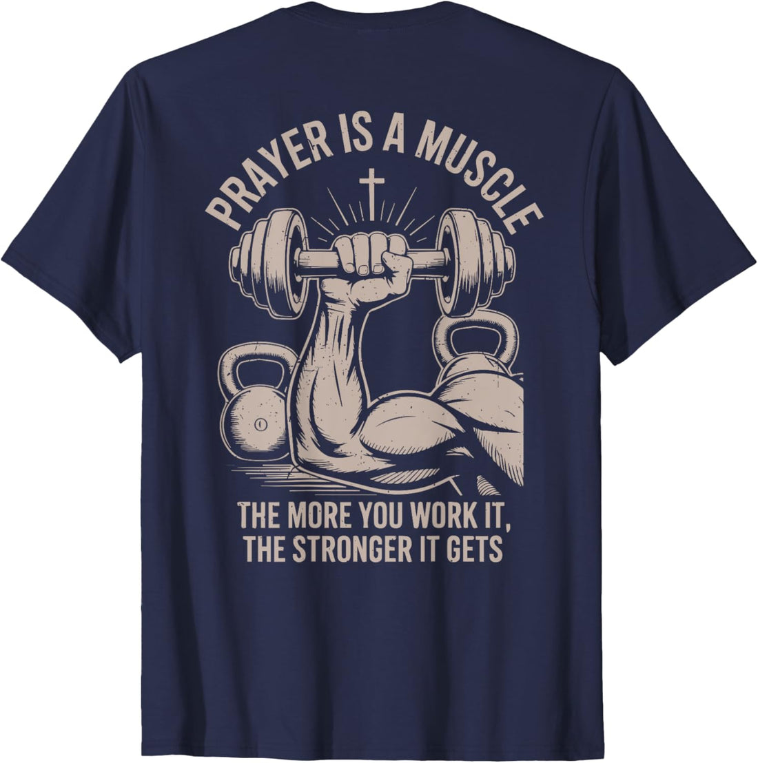 Men's Fitness Christian Gym Workout Prayer Is A Muscle Funny T-Shirt