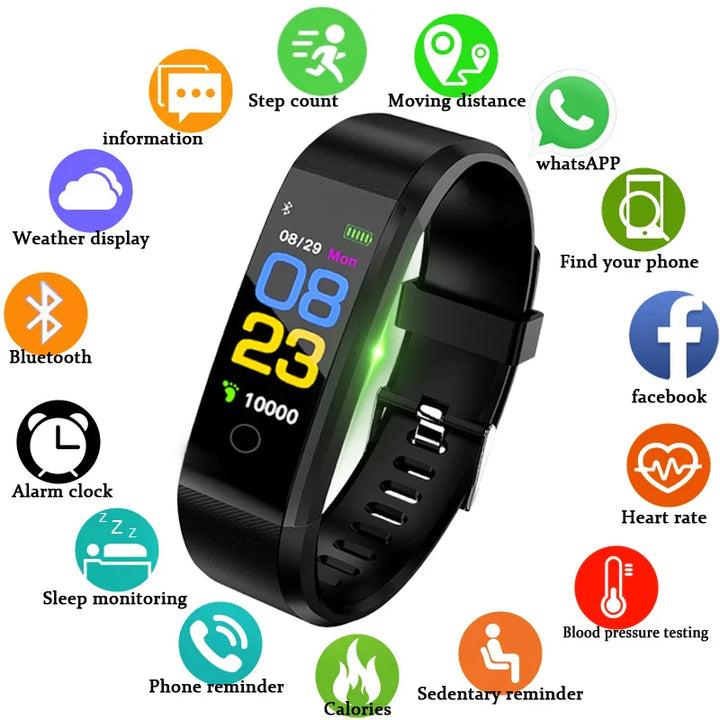 Smart Watch Men Women Heart Rate Blood Pressure Fitness Tracker