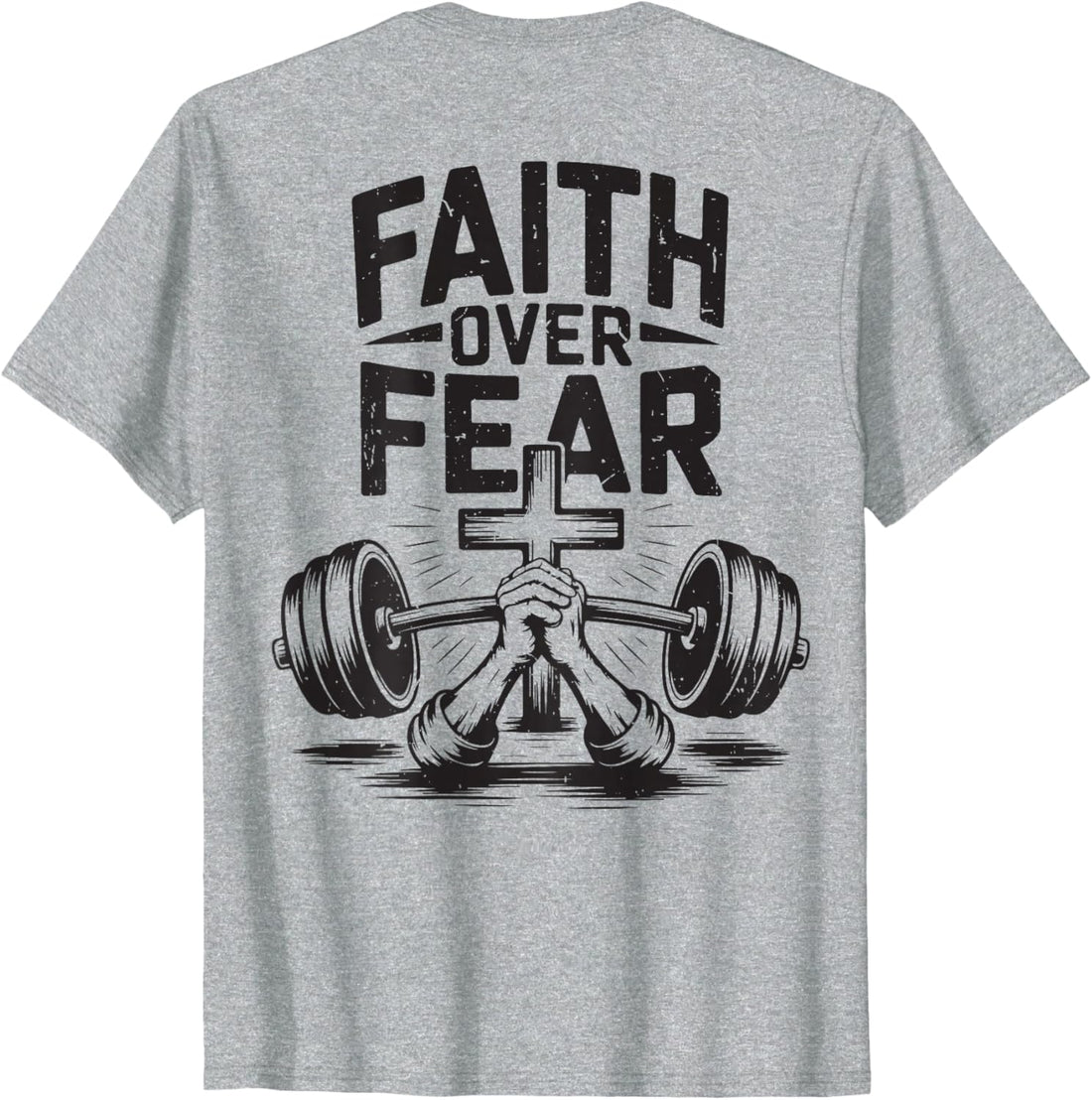 Men's Faith Over Fear Christian Workout Gym Jesus Graphic T-Shirt