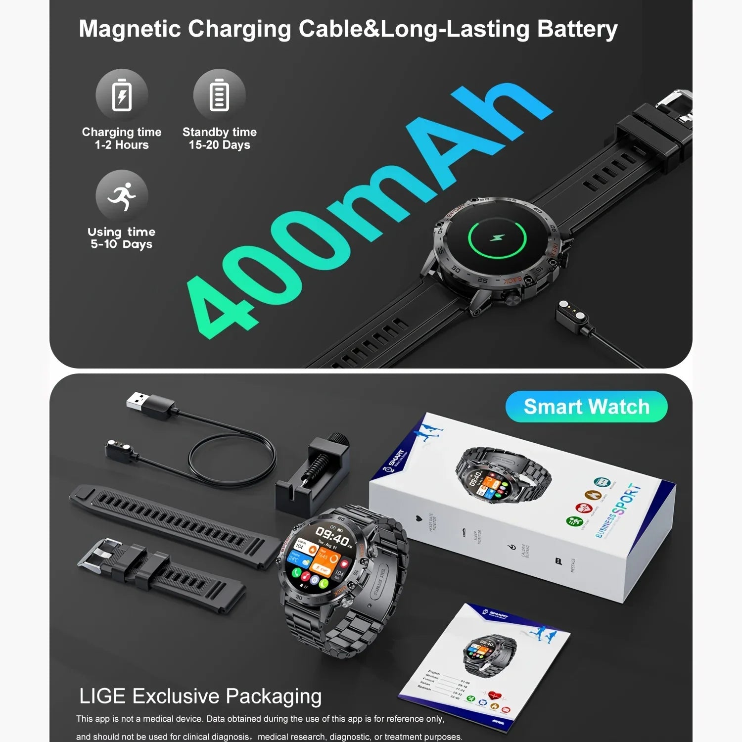 Abelanja K52 Bluetooth Call Smart Watch Men IP67