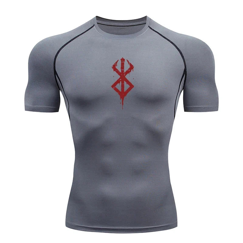 Men's Print Compression Shirts Summer Short Sleeve Rash Guard Gym Workout T-shirt Athletic Quick Dry Baselayer Undershirts Tops