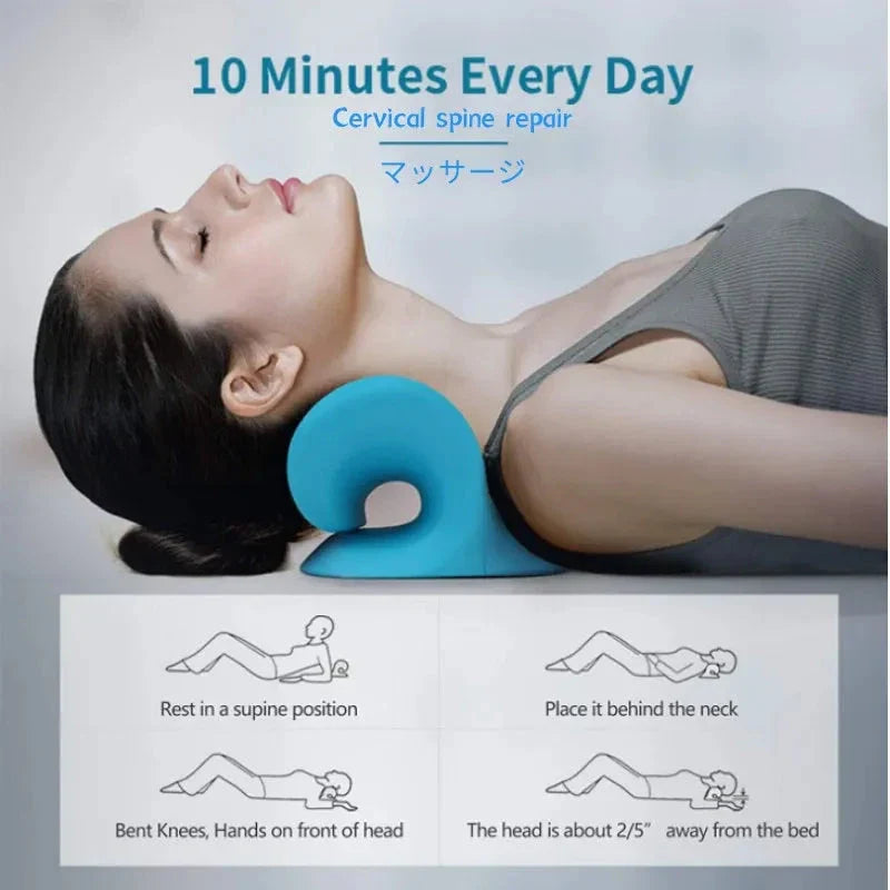 Neck Stretcher & Cervical Traction Massager Pillow for Shoulder & Spine Relief