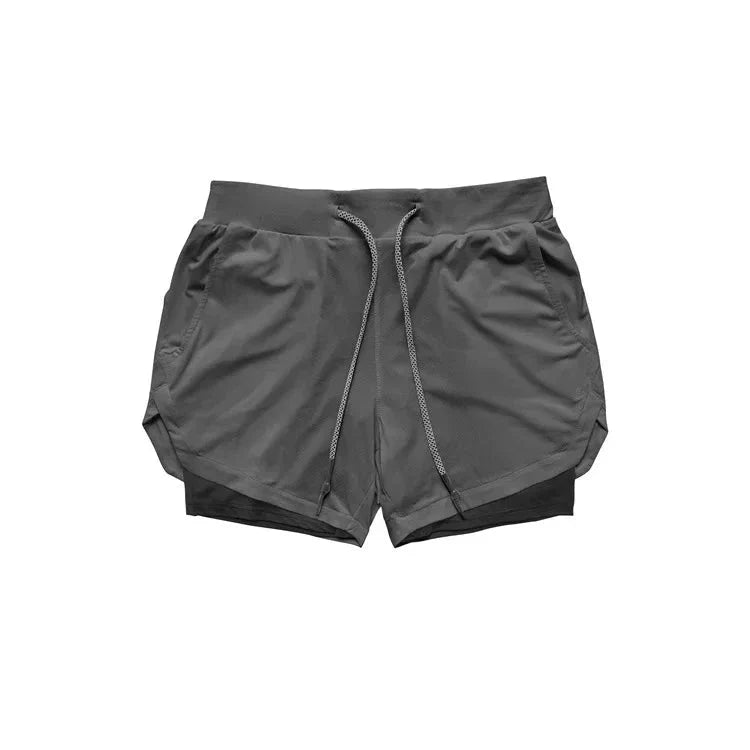 Men’s 2-in-1 Camo Running Shorts — Quick-Dry Gym Fitness Training Shorts with Inner Compression Layer for Summer Workouts