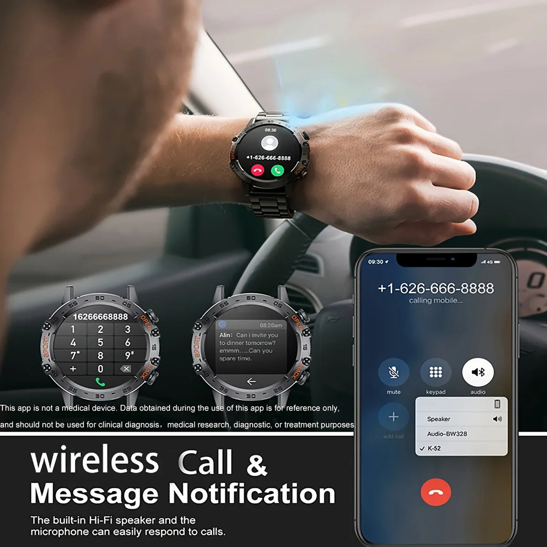 Abelanja K52 Bluetooth Call Smart Watch Men IP67