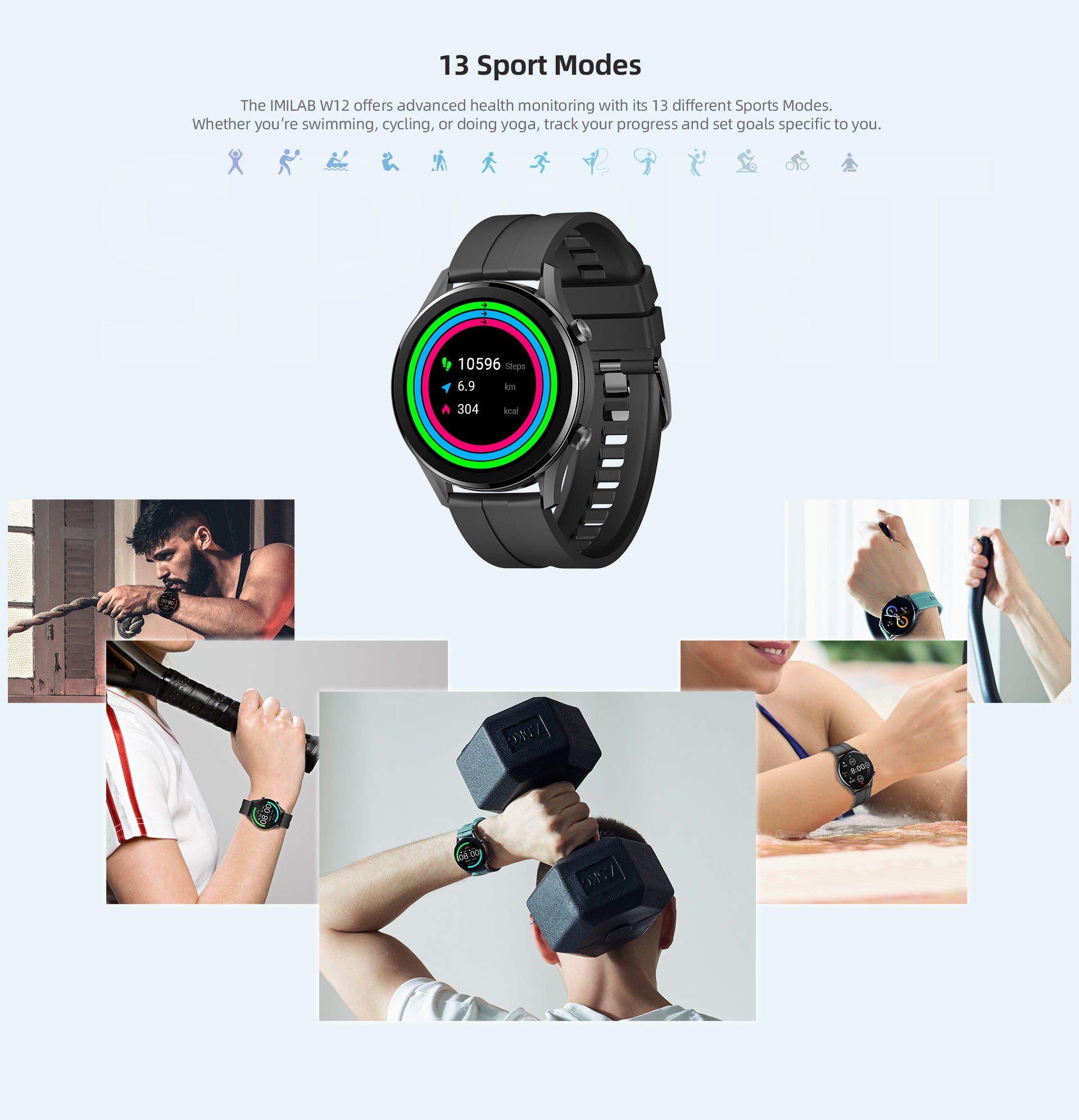 Smart Watch Men Women Bluetooth Fitness Tracker Heart Rate Waterproof