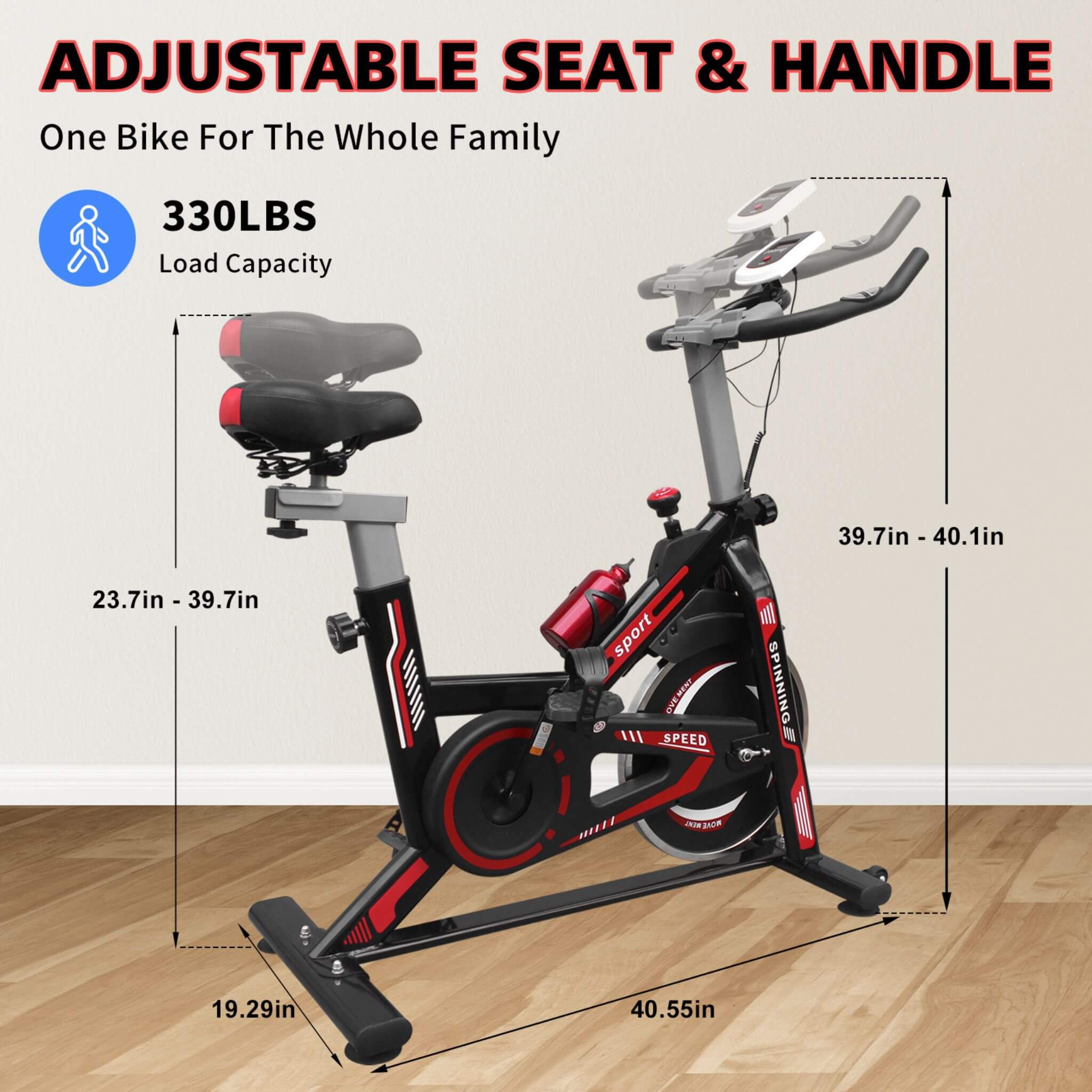Rovix Indoor Exercise Spin Bike With Comfortable Cushioned Seat (SAK71645)